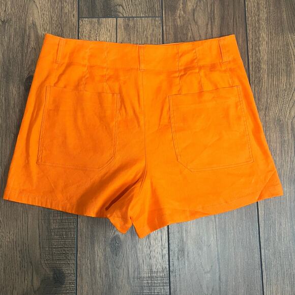 Meave by Anthropologie The Colette Shorts Linen Blend Orange Size 32 High Waist - Picture 4 of 9